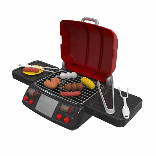 Pretend Play BBQ Grill for Kids with Lights, Sizzling Sounds and Smoke - Kids Play Kitchen Toy Set