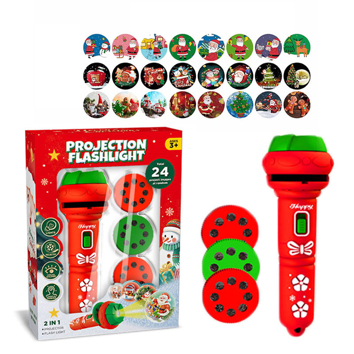 Children's Early Education Projection Flashlight Baby Educational Christmas Toy Christmas Gift - Toyworks