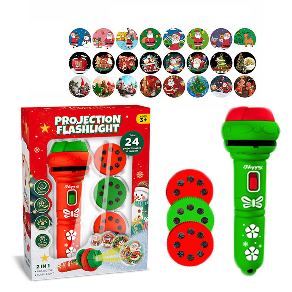 Children's Early Education Projection Flashlight Baby Educational Christmas Toy Christmas Gift - Toyworks