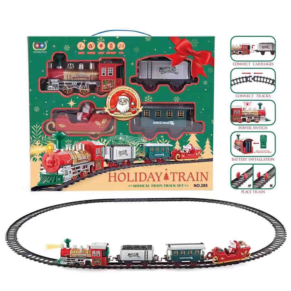 2 in 1 hanging Christmas tree track toy train with sound and light Christmas toys Christmas gifts - Toyworks