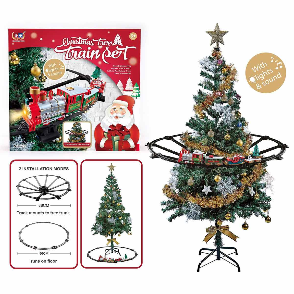 2 in 1 hanging Christmas tree track toy train with sound and light Christmas toys Christmas gifts - Toyworks