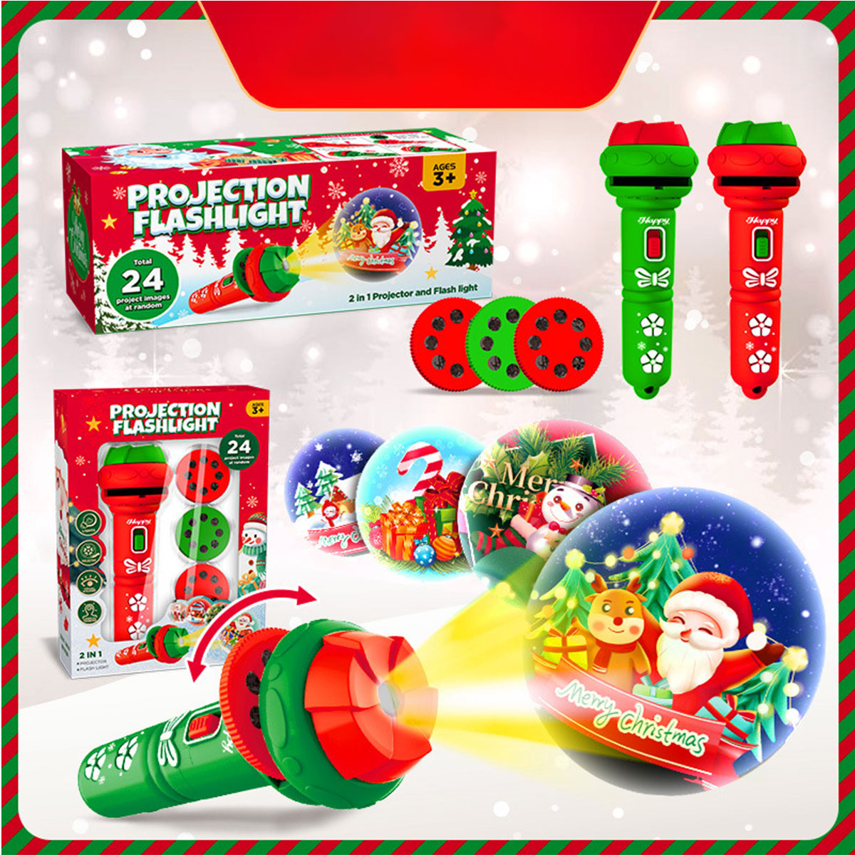 Children's Early Education Projection Flashlight Baby Educational Christmas Toy Christmas Gift - Toyworks