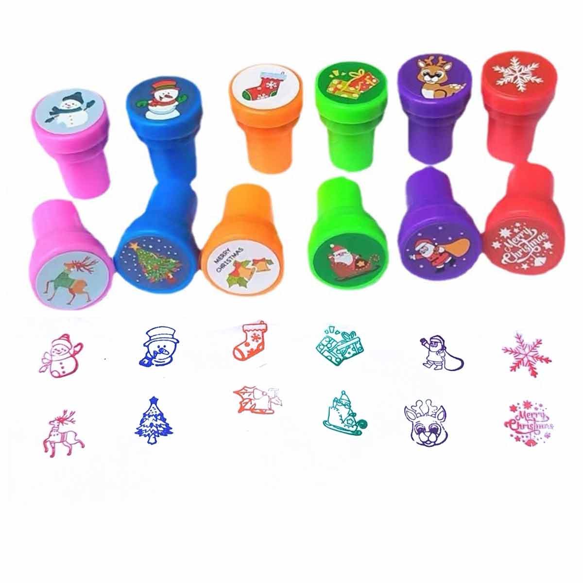 Christmas gift children's stamp 12 Christmas pattern set toy cartoon encouragement stamp - Toyworks