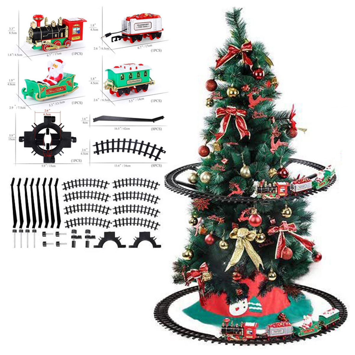 2 in 1 hanging Christmas tree track toy train with sound and light Christmas toys Christmas gifts - Toyworks