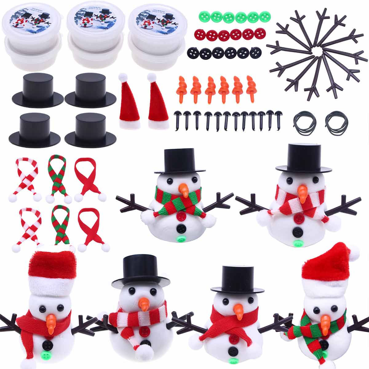 Handmade DIY Mini Clay Snowman Set Christmas Toys, Christmas Decoration - Toyworks