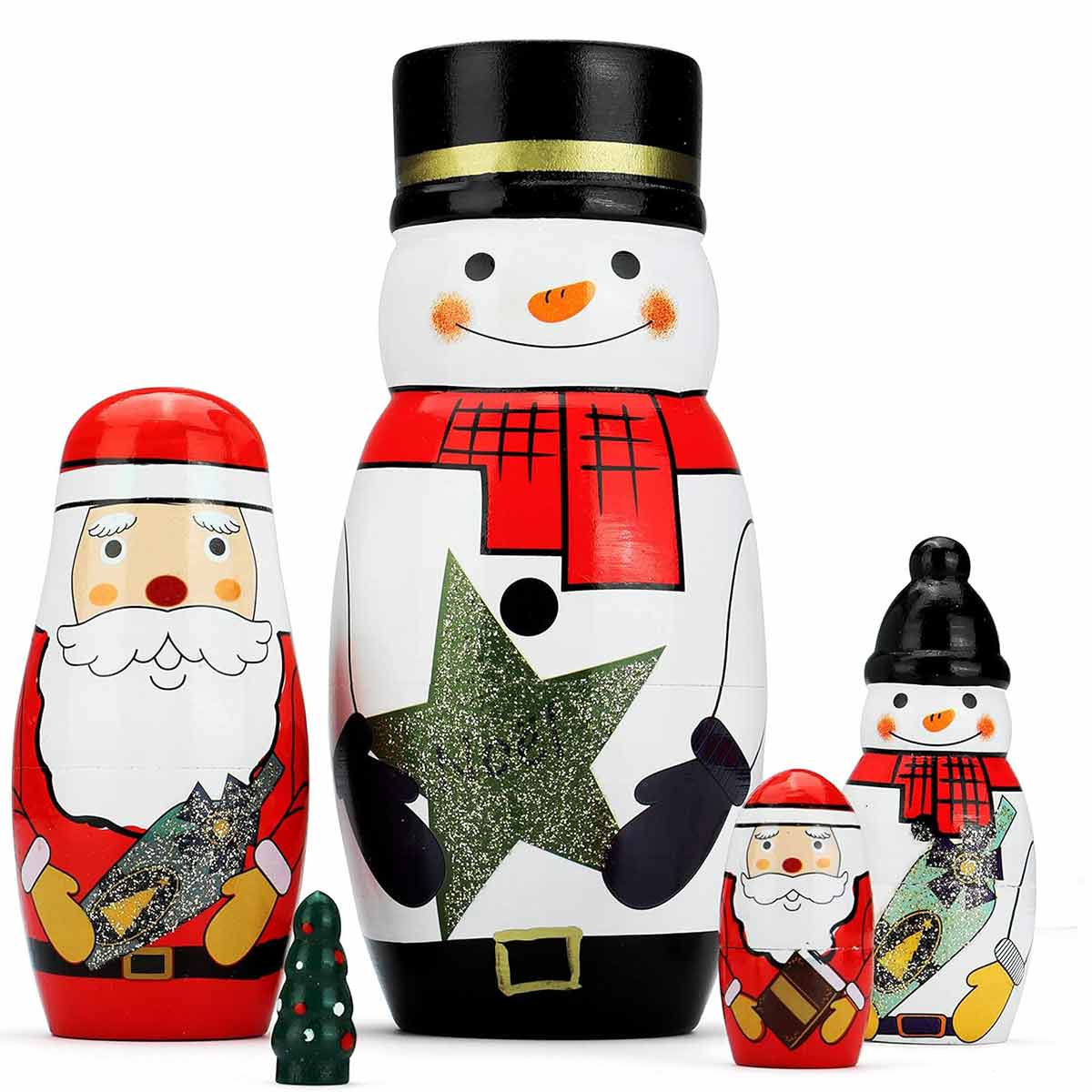 Five-layer Christmas snowman nesting doll Christmas gift Christmas toy - Toyworks