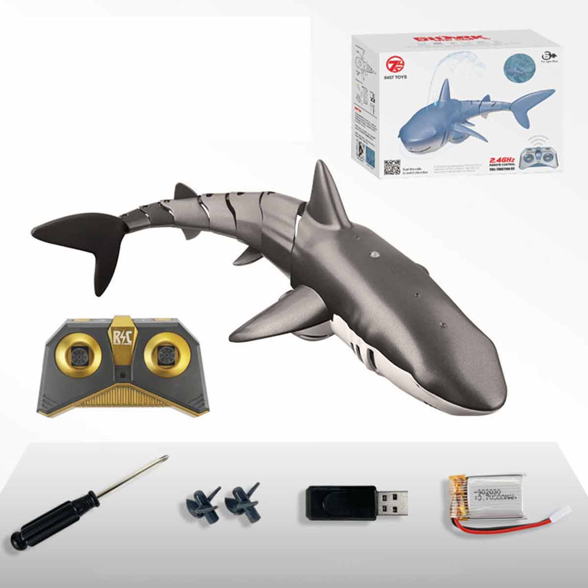 Pool Toys, Boys Remote Control Shark Toy, Children's Bath Toys, High Simulation Shark Remote Control Boat Boy Toy with Light and Water Spray, Gift for Boys and Girls over 6 Years Old